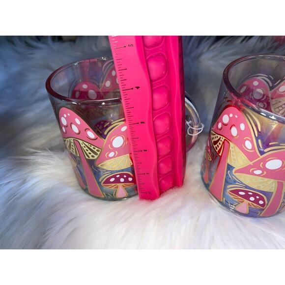 SHEEFIELD HOME Pink Mushrooms Clear Glass Coffee Cup Mug 18 Ounces - Picture 5 of 6